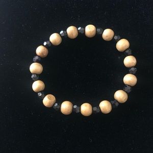 🧵Handcrafted 🧵 Wood and Black stretch Bracelet